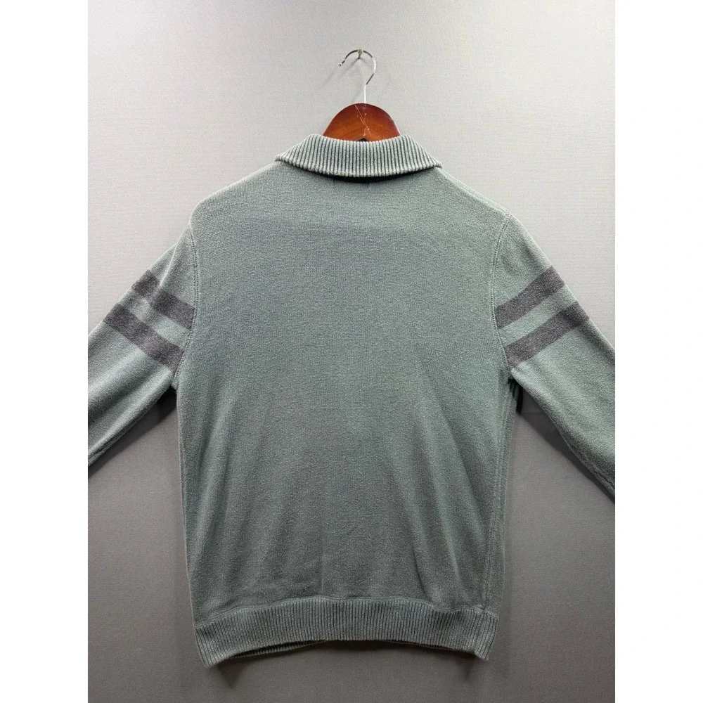 Banana‎ Republic Full Zip Sweater Mens Green Striped Mock Neck M